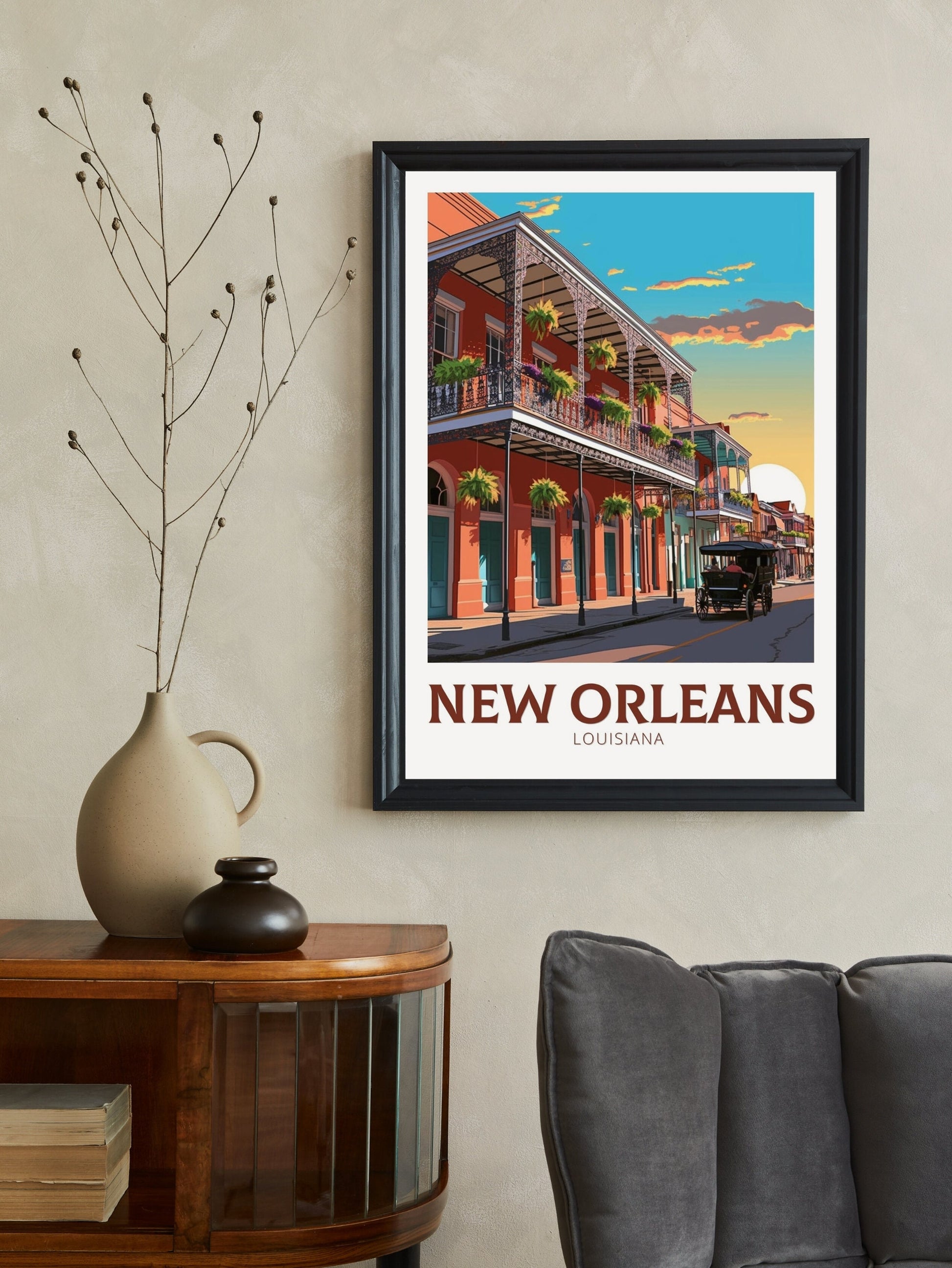 New Orleans Poster | New Orleans Travel Print | New Orleans Illustration | Louisiana Travel Print | New Orleans Wall Art | ID 383