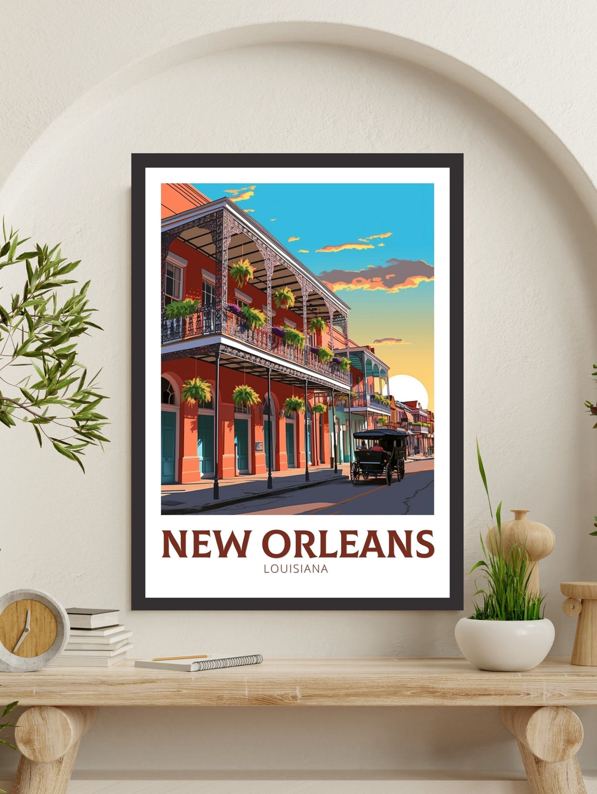 New Orleans Poster | New Orleans Travel Print | New Orleans Illustration | Louisiana Travel Print | New Orleans Wall Art | ID 383