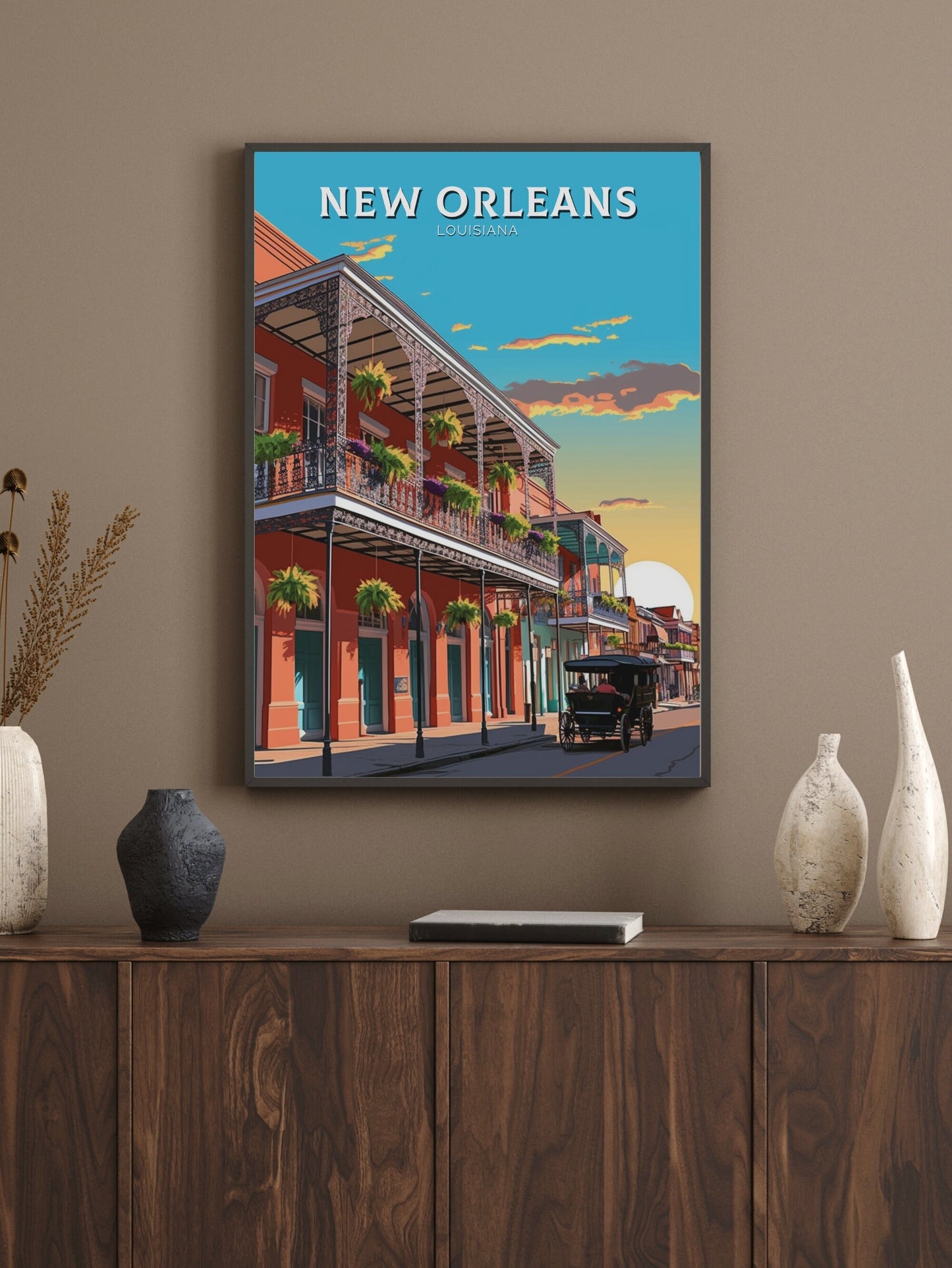 New Orleans Travel Print | New Orleans Poster | New Orleans Illustration | Louisiana Travel Print | New Orleans Wall Art | ID 382