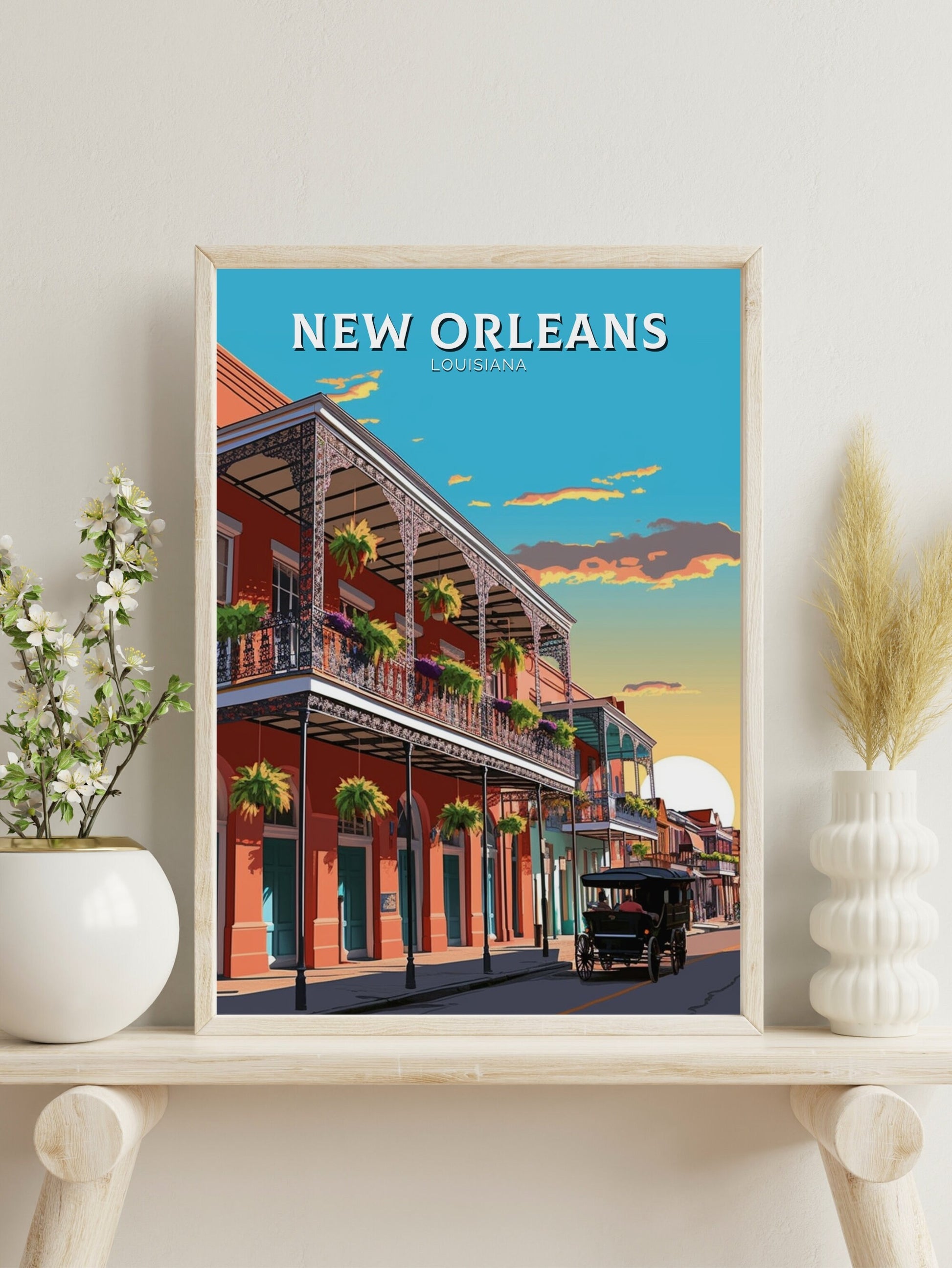 New Orleans Travel Print | New Orleans Poster | New Orleans Illustration | Louisiana Travel Print | New Orleans Wall Art | ID 382