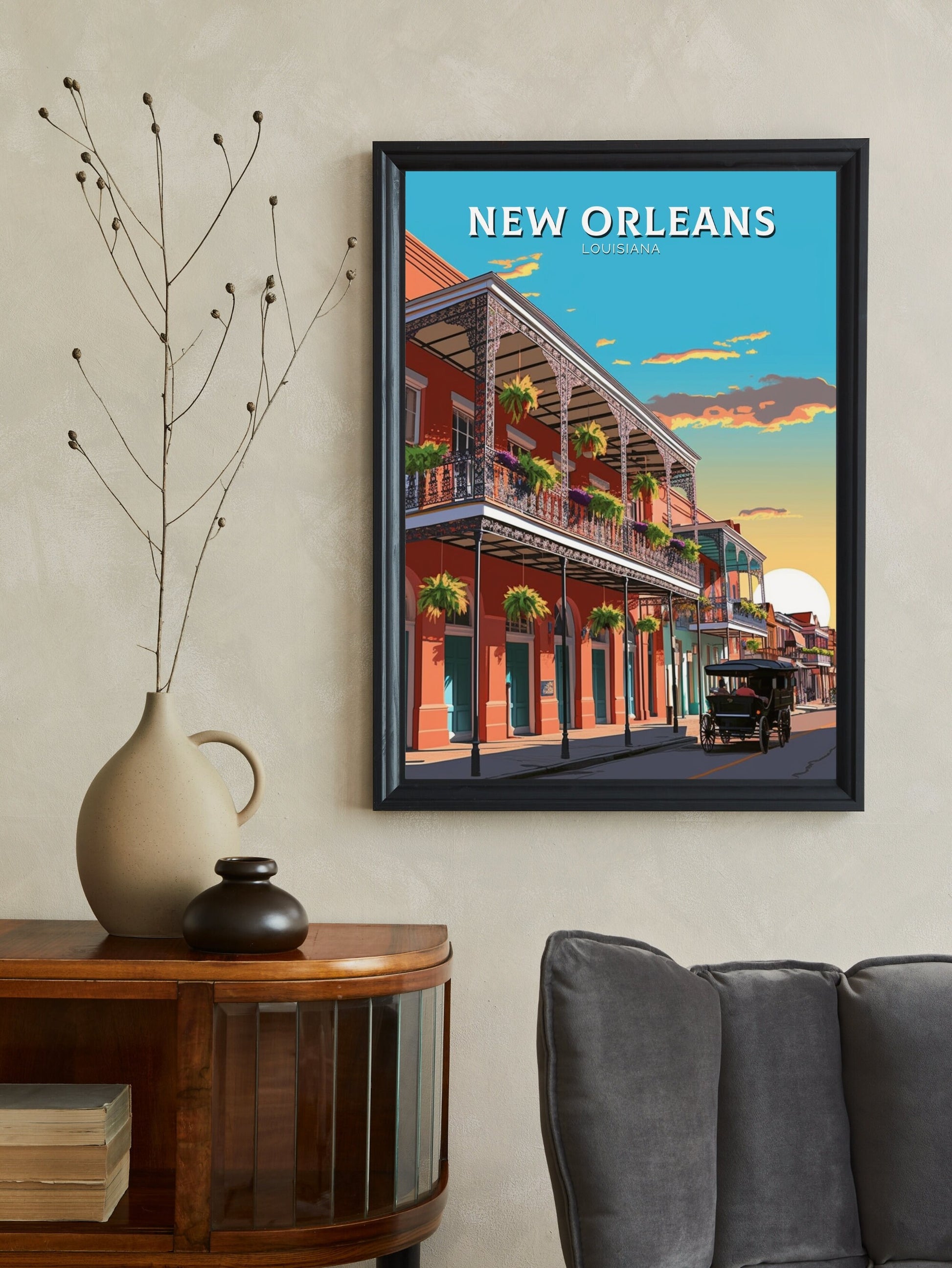 New Orleans Travel Print | New Orleans Poster | New Orleans Illustration | Louisiana Travel Print | New Orleans Wall Art | ID 382