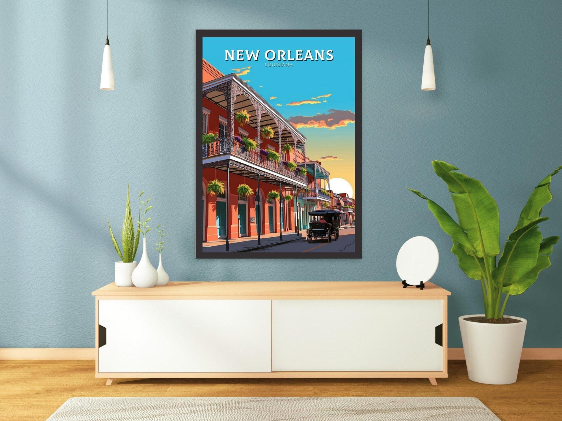 New Orleans Travel Print | New Orleans Poster | New Orleans Illustration | Louisiana Travel Print | New Orleans Wall Art | ID 382