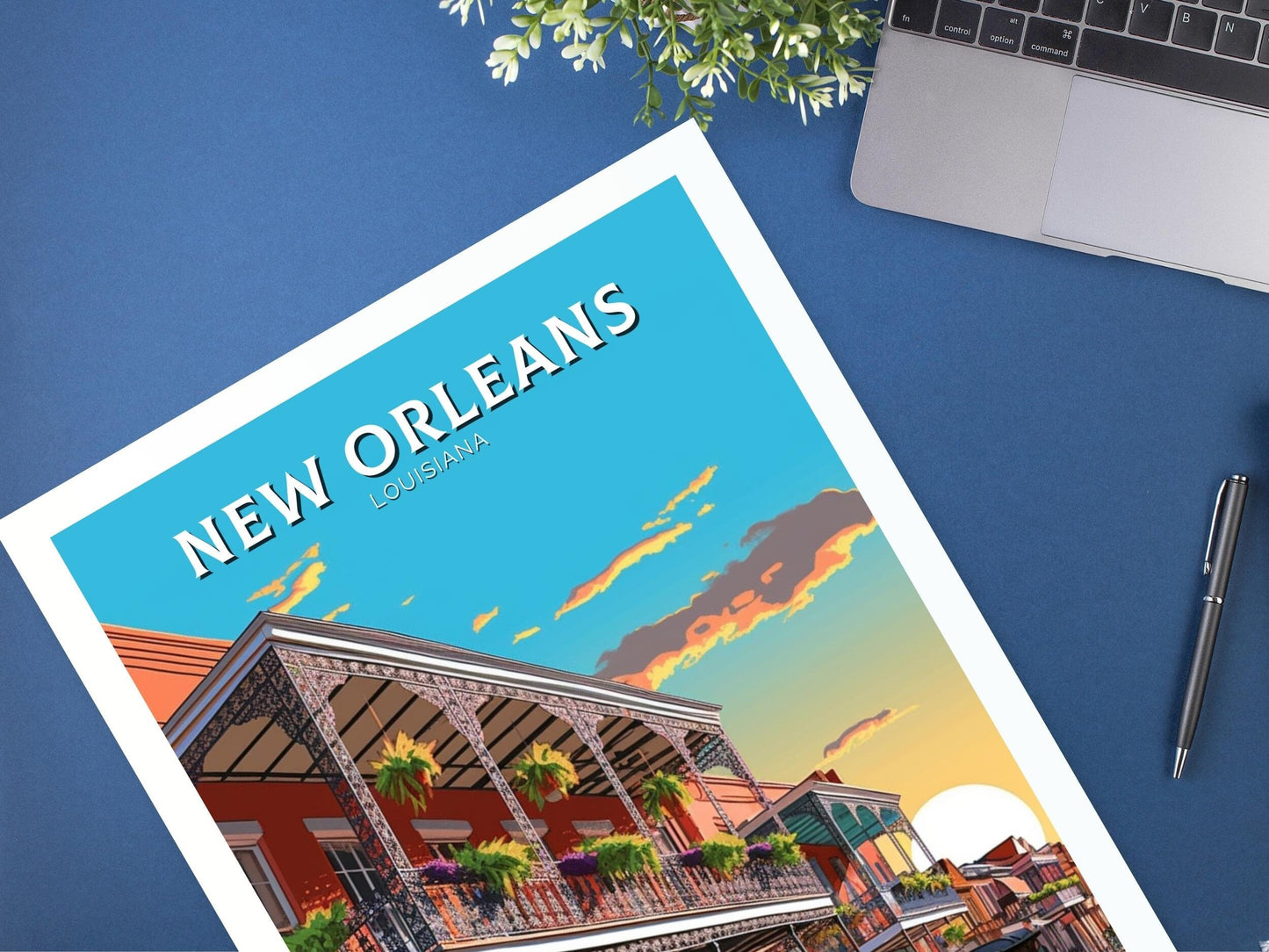 New Orleans Travel Print | New Orleans Poster | New Orleans Illustration | Louisiana Travel Print | New Orleans Wall Art | ID 382