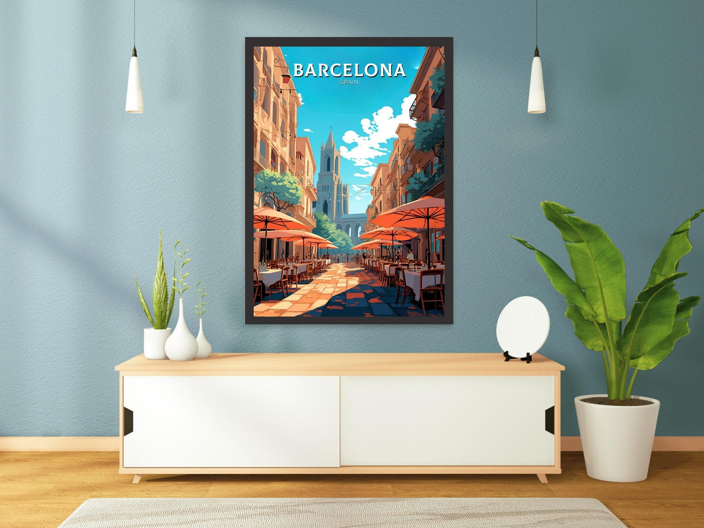 Barcelona Poster | Barcelona Travel Print | Barcelona Illustration | Barcelona Wall Art | Spain Print | Barcelona Spain Painting | ID 459