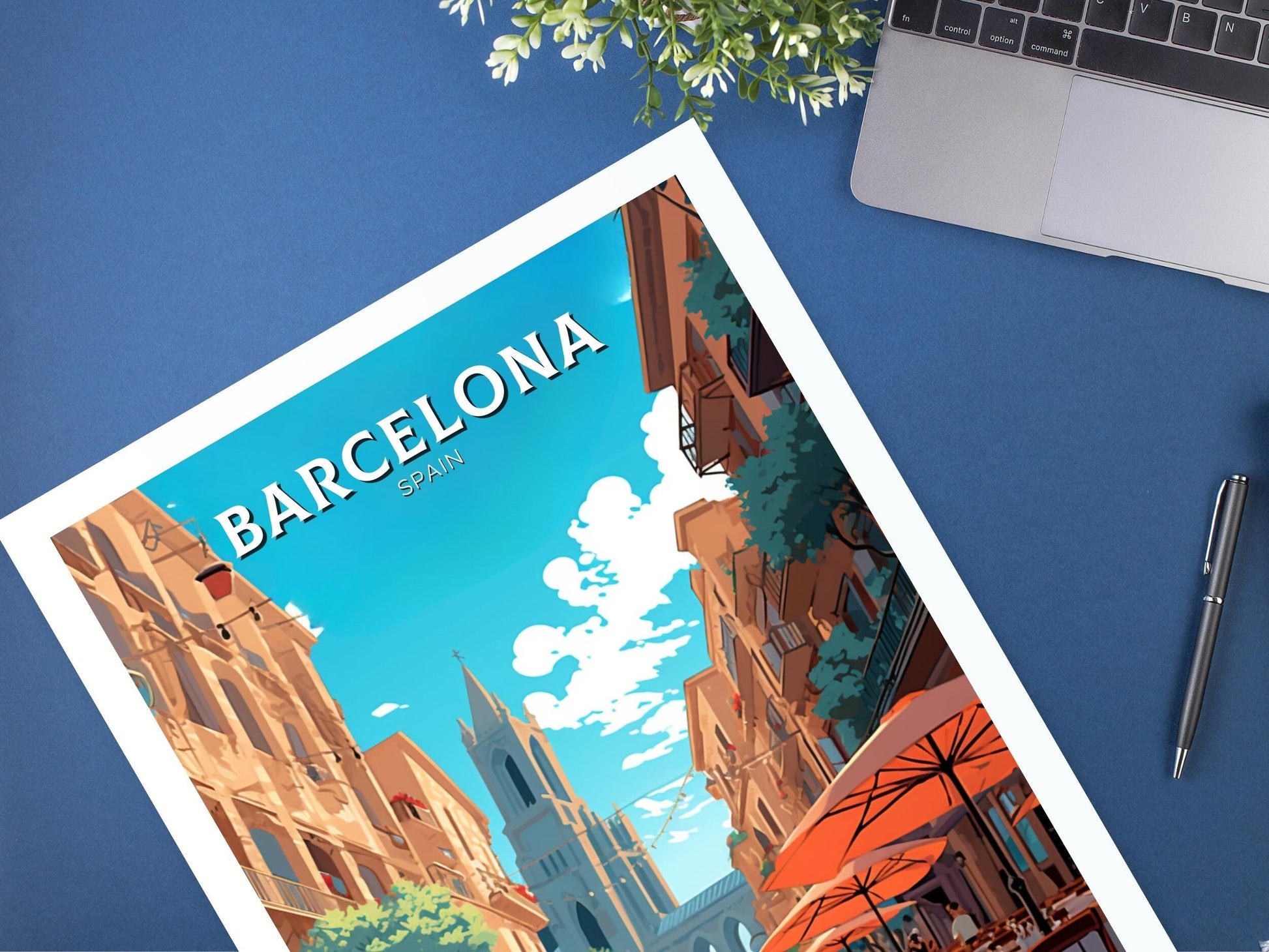 Barcelona Poster | Barcelona Travel Print | Barcelona Illustration | Barcelona Wall Art | Spain Print | Barcelona Spain Painting | ID 459