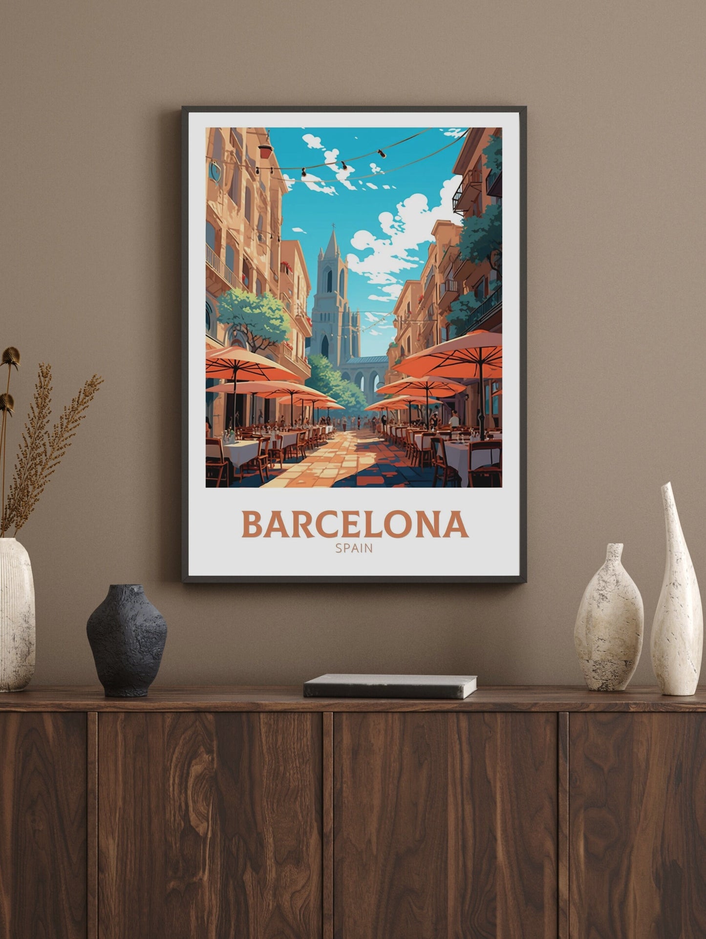 Barcelona Print | Barcelona Travel Poster | Barcelona Illustration | Barcelona Wall Art | Spain Poster | Barcelona Spain Painting | ID 460