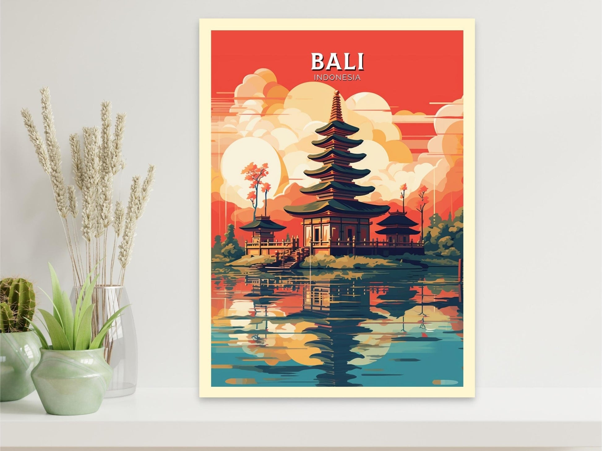 Bali Poster | Bali Print | Indonesia Travel Gift | Bali Temple Poster | Ulun Danu Temple Poster | Bali Travel Print | Bali Wall Art | ID 461