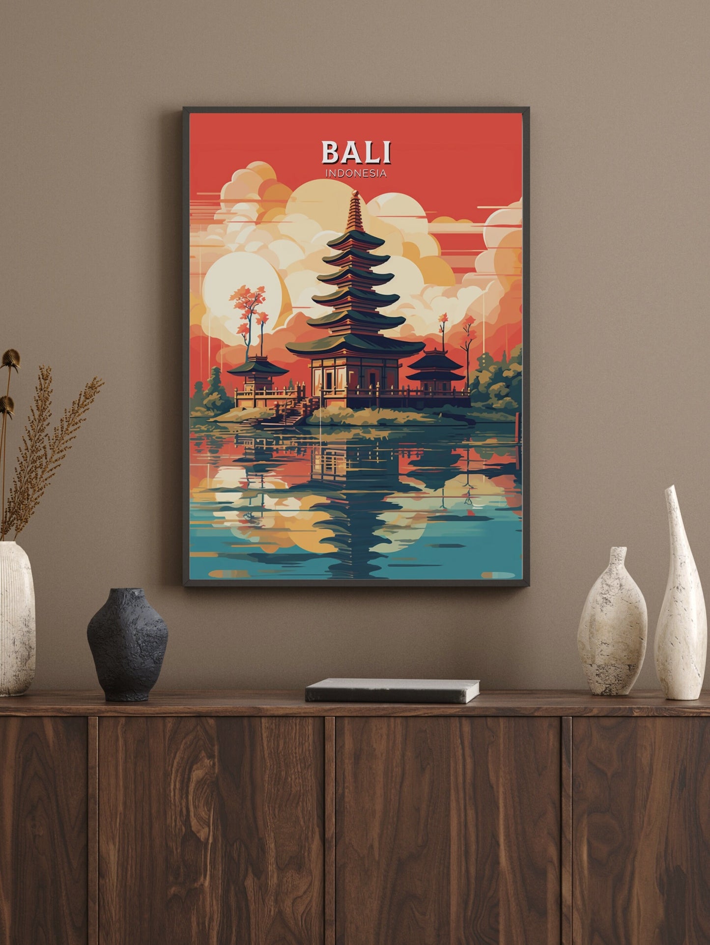 Bali Poster | Bali Print | Indonesia Travel Gift | Bali Temple Poster | Ulun Danu Temple Poster | Bali Travel Print | Bali Wall Art | ID 461