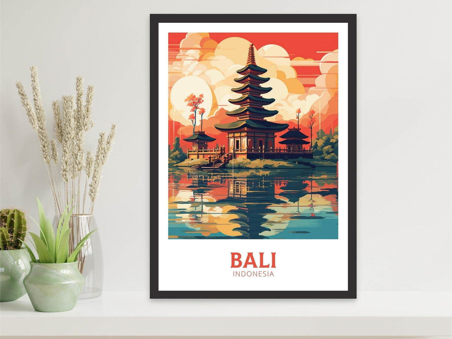 Bali Poster | Bali Print | Indonesia Travel Gift | Bali Temple Poster | Ulun Danu Temple Poster | Bali Travel Print | Bali Wall Art | ID 462