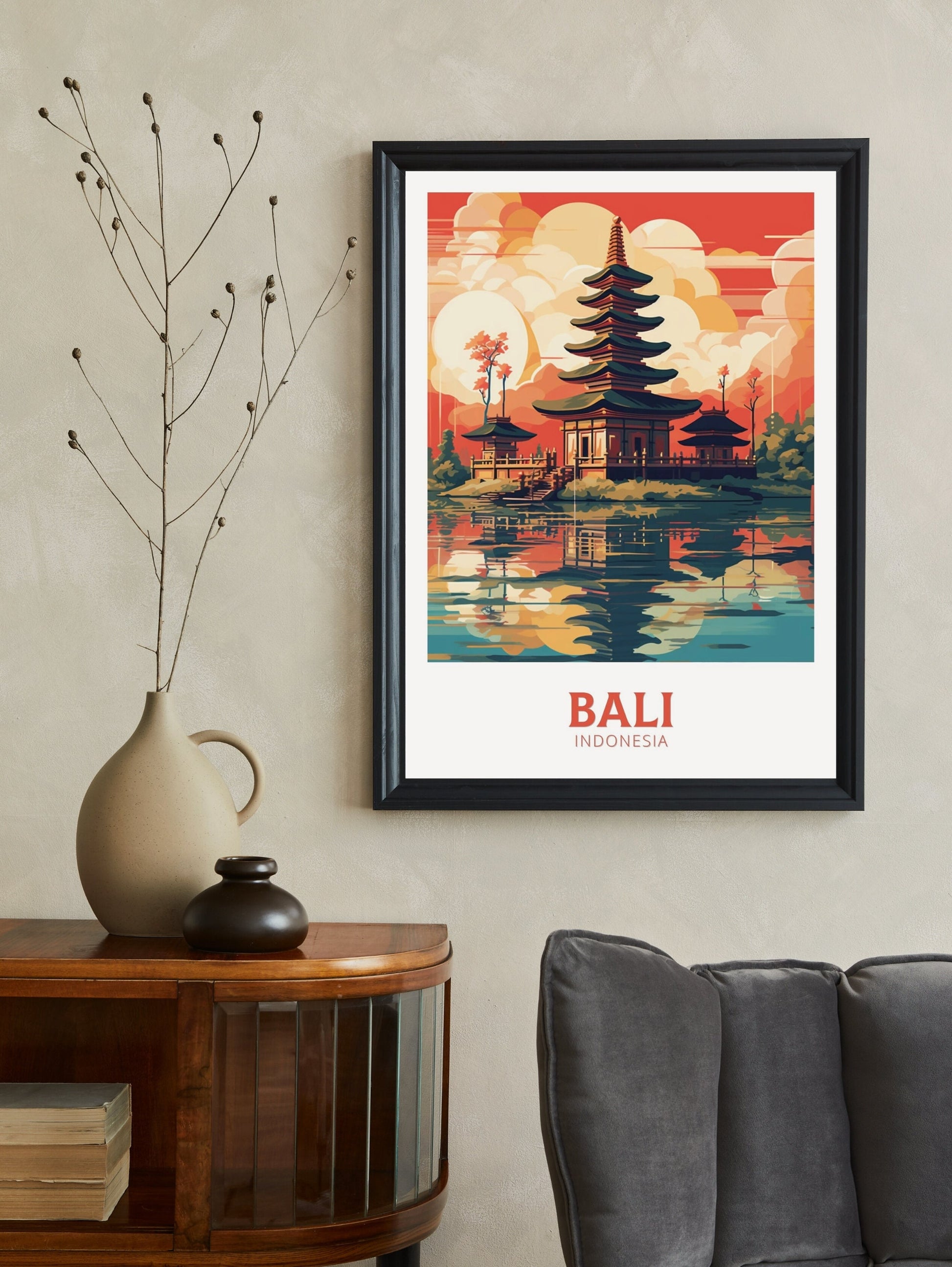 Bali Poster | Bali Print | Indonesia Travel Gift | Bali Temple Poster | Ulun Danu Temple Poster | Bali Travel Print | Bali Wall Art | ID 462