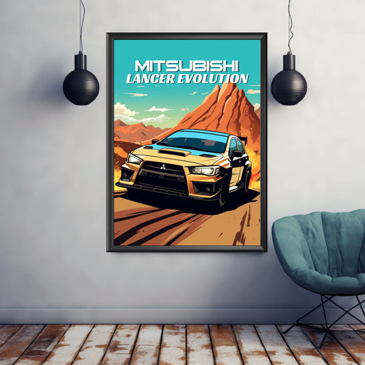 Mitsubishi Lancer Evolution Poster, Mitsubishi Lancer Evolution Print, 2000s Car Print, Car Print, Car Poster, Car Art, Rally Car Print
