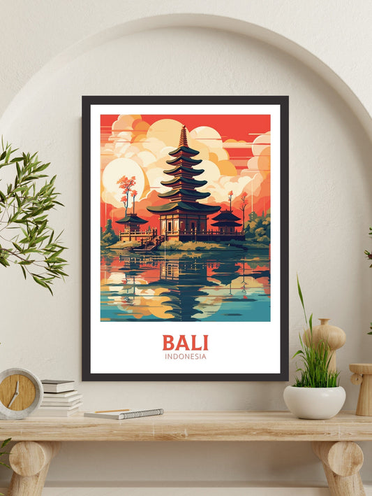 Bali Poster | Bali Print | Indonesia Travel Gift | Bali Temple Poster | Ulun Danu Temple Poster | Bali Travel Print | Bali Wall Art | ID 462