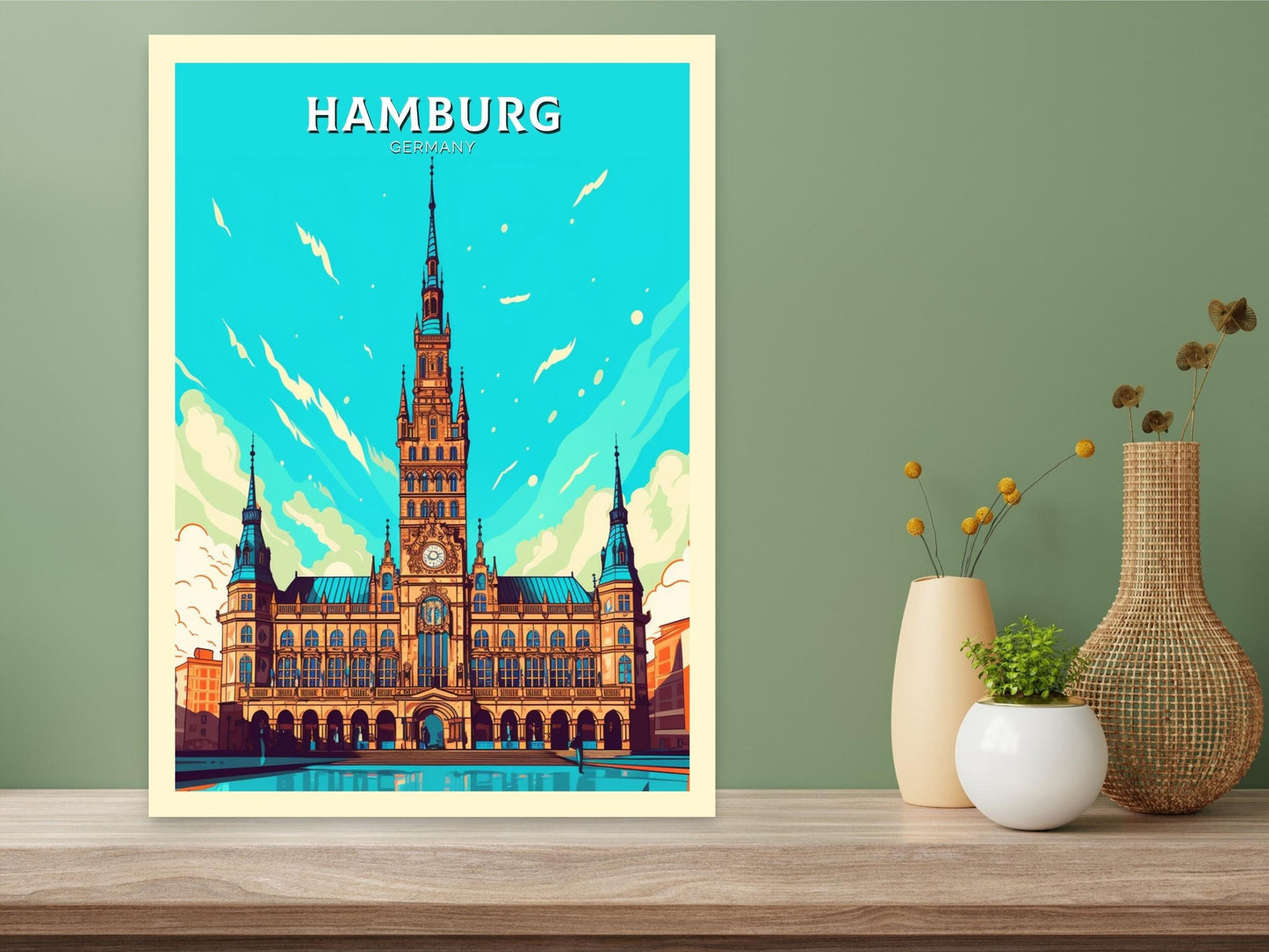 Hamburg Poster | Hamburg Illustration | Hamburg Wall Art | Hamburg Rathaus Print | Hamburg Print | Germany Poster | Hamburg Poster | ID 463