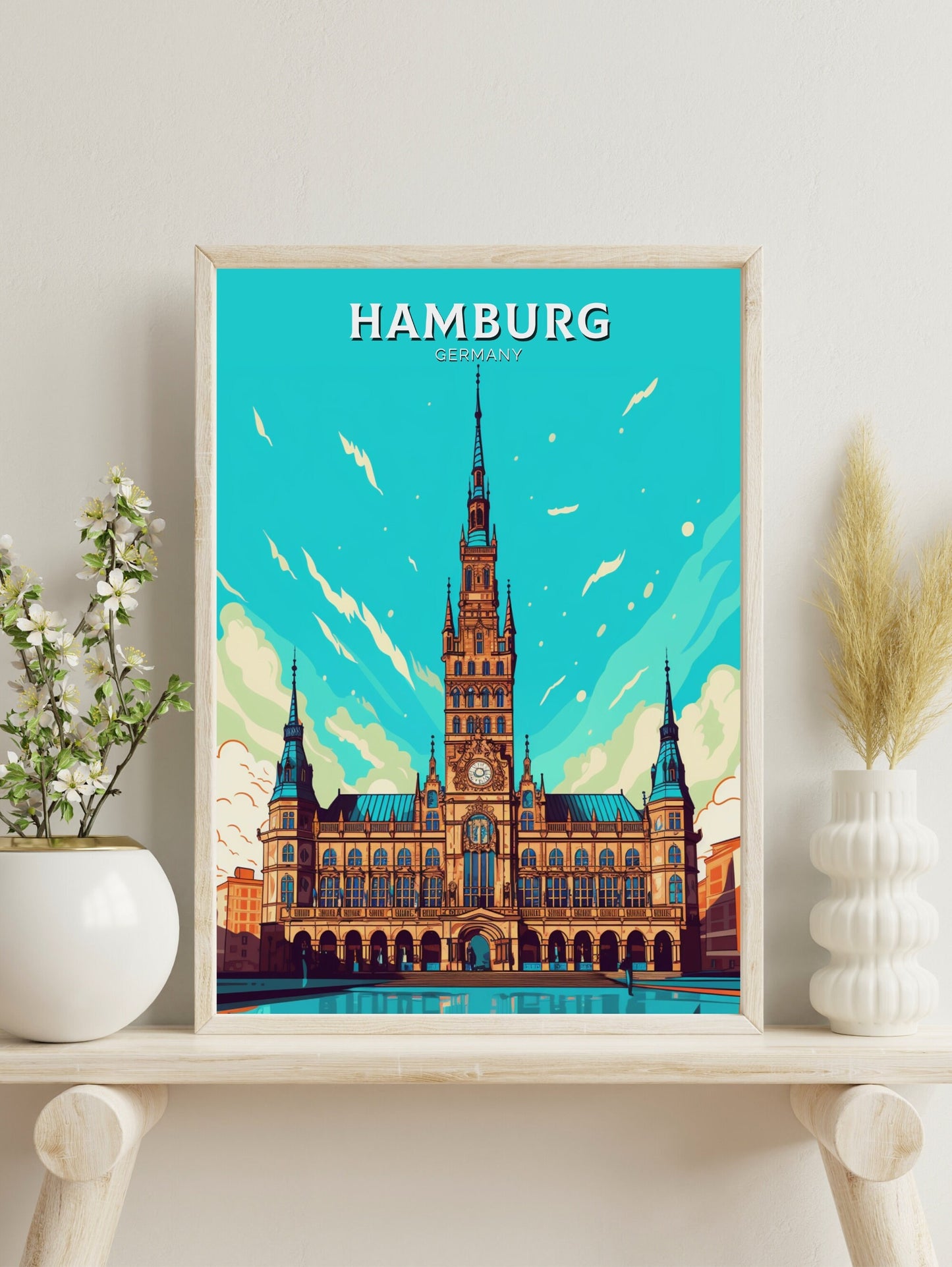 Hamburg Poster | Hamburg Illustration | Hamburg Wall Art | Hamburg Rathaus Print | Hamburg Print | Germany Poster | Hamburg Poster | ID 463