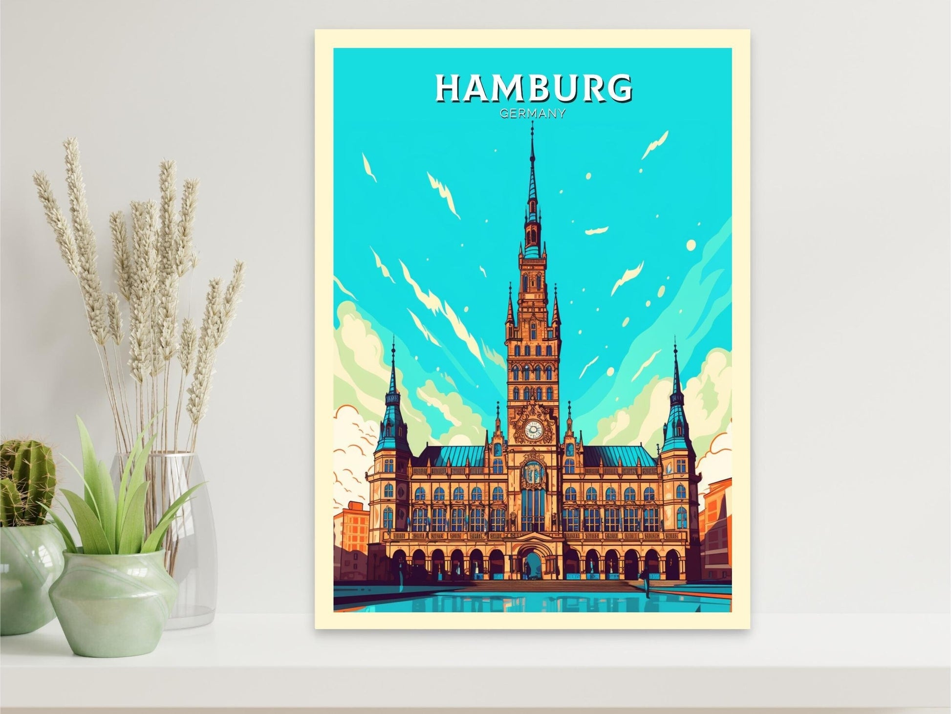 Hamburg Poster | Hamburg Illustration | Hamburg Wall Art | Hamburg Rathaus Print | Hamburg Print | Germany Poster | Hamburg Poster | ID 463