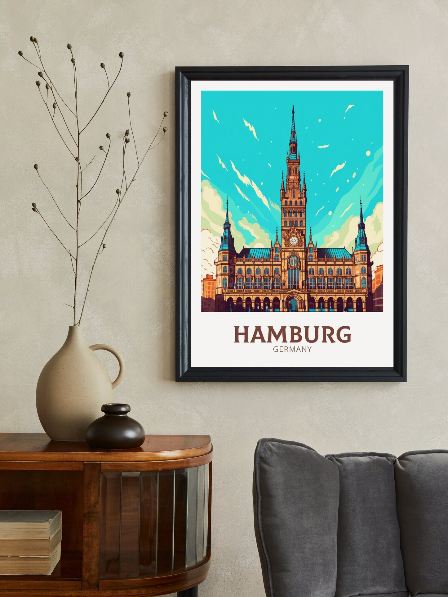 Hamburg Print | Hamburg Illustration | Hamburg Wall Art | Hamburg Rathaus Poster | Hamburg Poster | Germany Print | Hamburg Print | ID 464