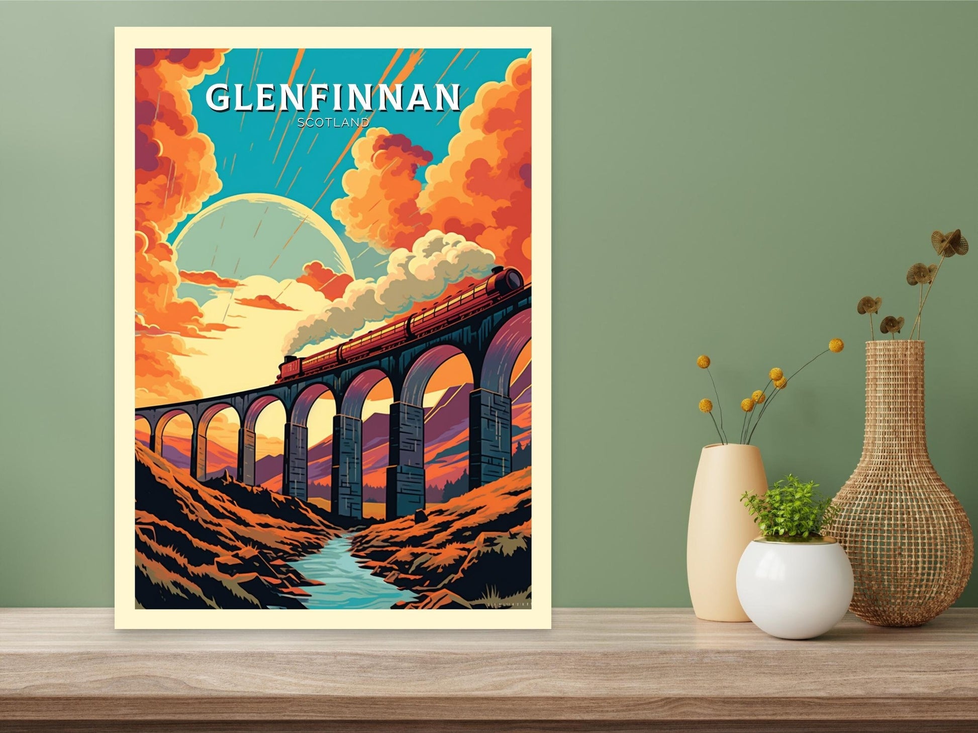 Glenfinnan Travel Print | Glenfinnan Travel Poster | Glenfinnan Viaduct | Scotland Wall Art | Scotland Poster | Scotland Print | ID 465