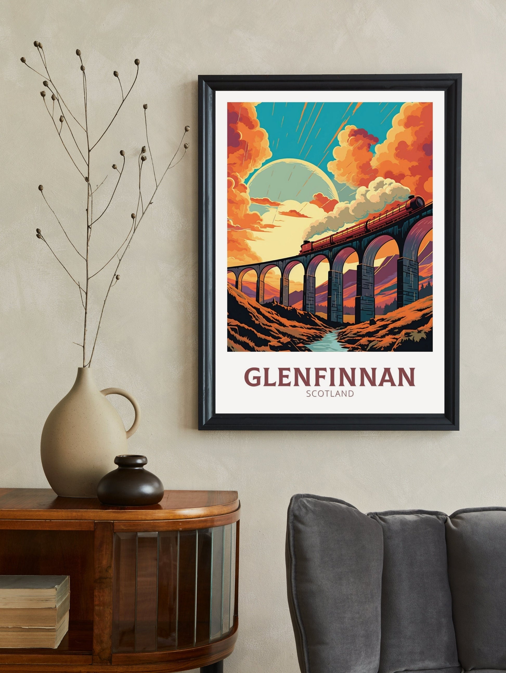 Glenfinnan Travel Print | Glenfinnan Travel Poster | Glenfinnan Viaduct | Scotland Wall Art | Scotland Poster | Scotland Print | ID 466