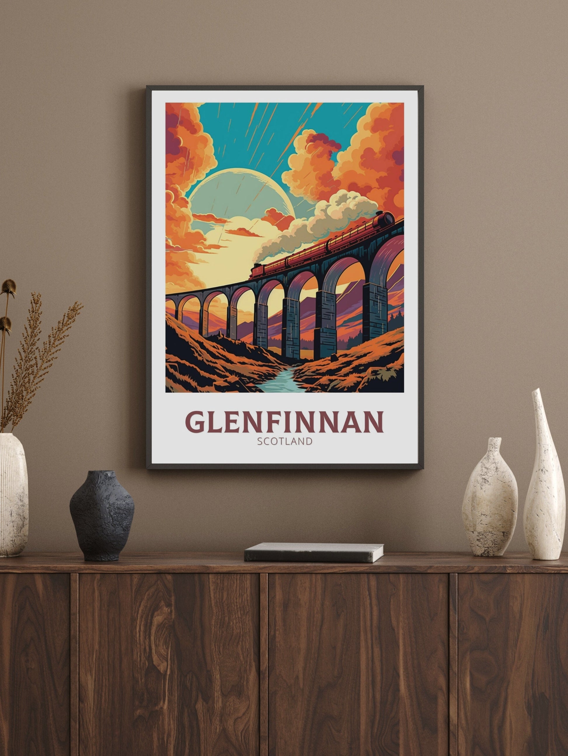 Glenfinnan Travel Print | Glenfinnan Travel Poster | Glenfinnan Viaduct | Scotland Wall Art | Scotland Poster | Scotland Print | ID 466