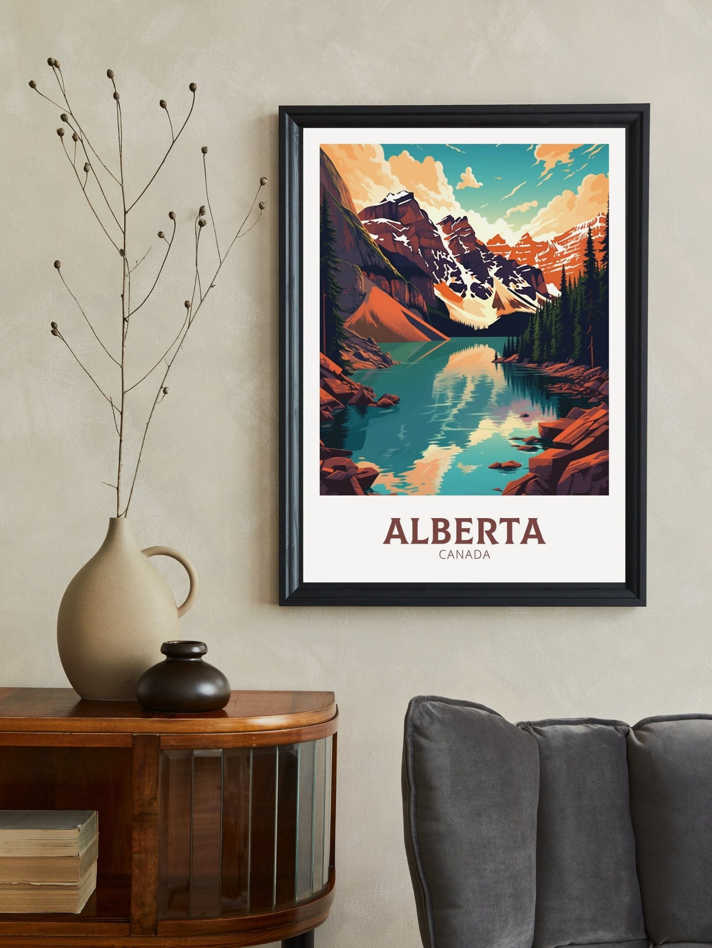 Alberta Travel Poster | Alberta Print | Alberta Illustration | Alberta Art | Alberta Wall Art | Mountain Poster | Canada Poster | ID 468