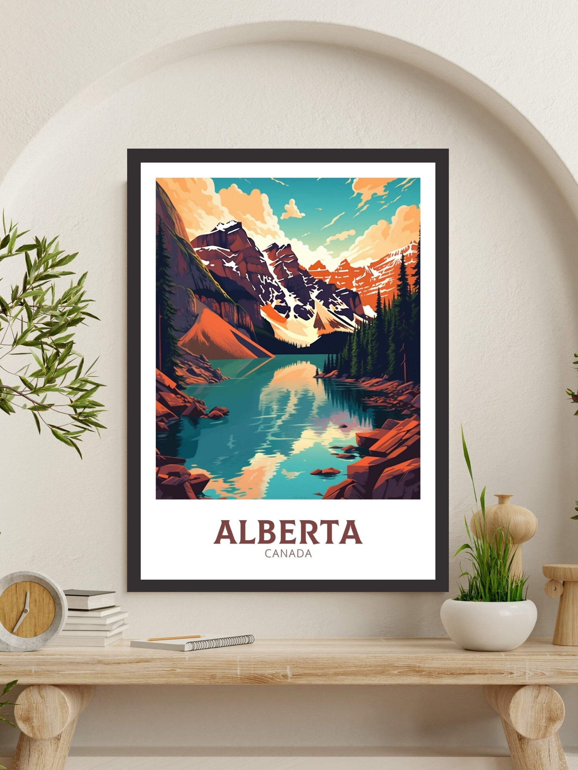 Alberta Travel Poster | Alberta Print | Alberta Illustration | Alberta Art | Alberta Wall Art | Mountain Poster | Canada Poster | ID 468