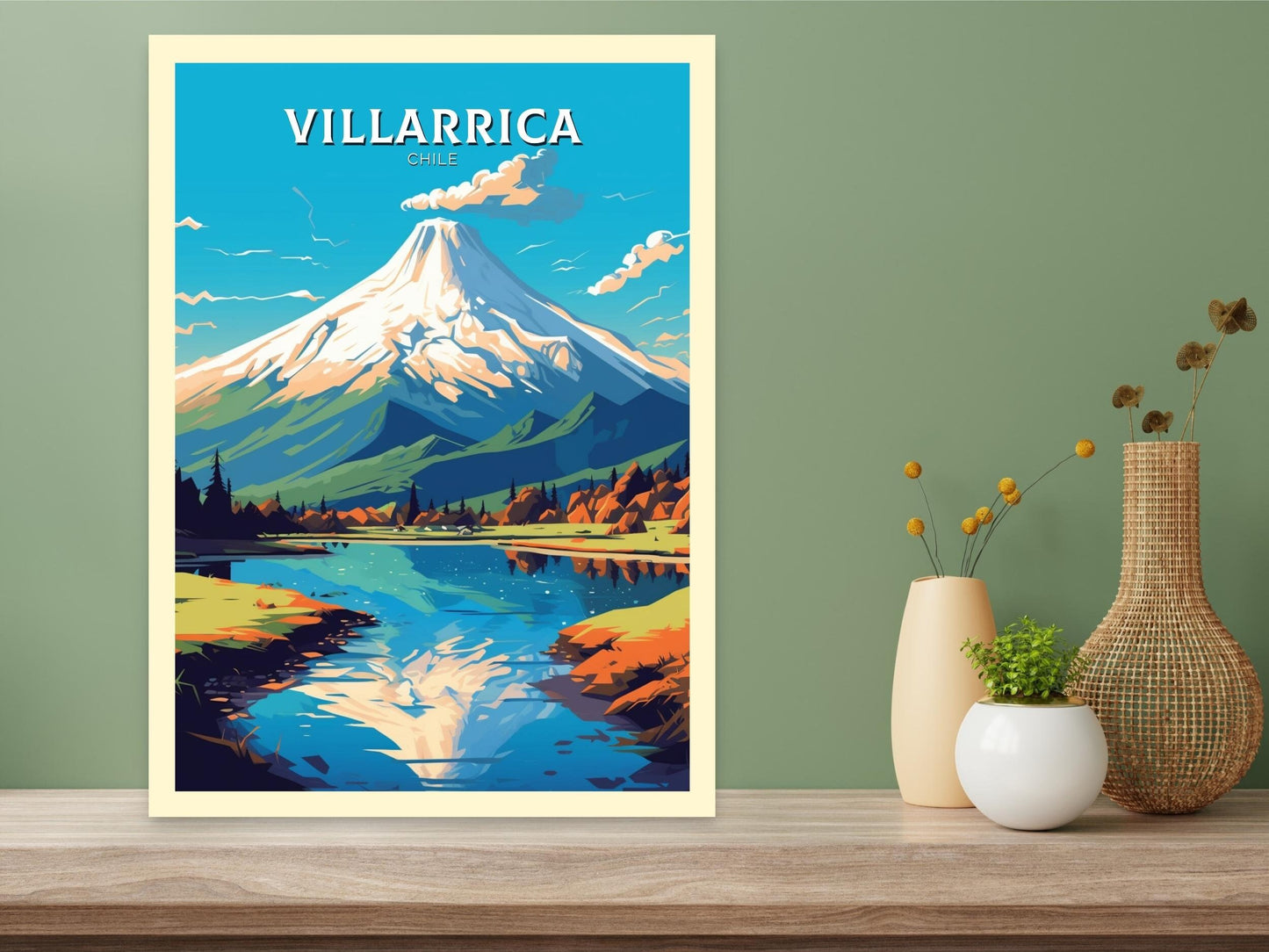 Villarrica Travel Print | Villarrica Travel Poster | Villarrica Design | Villarrica Wall Art | Villarrica Painting | Chile Poster | ID 469