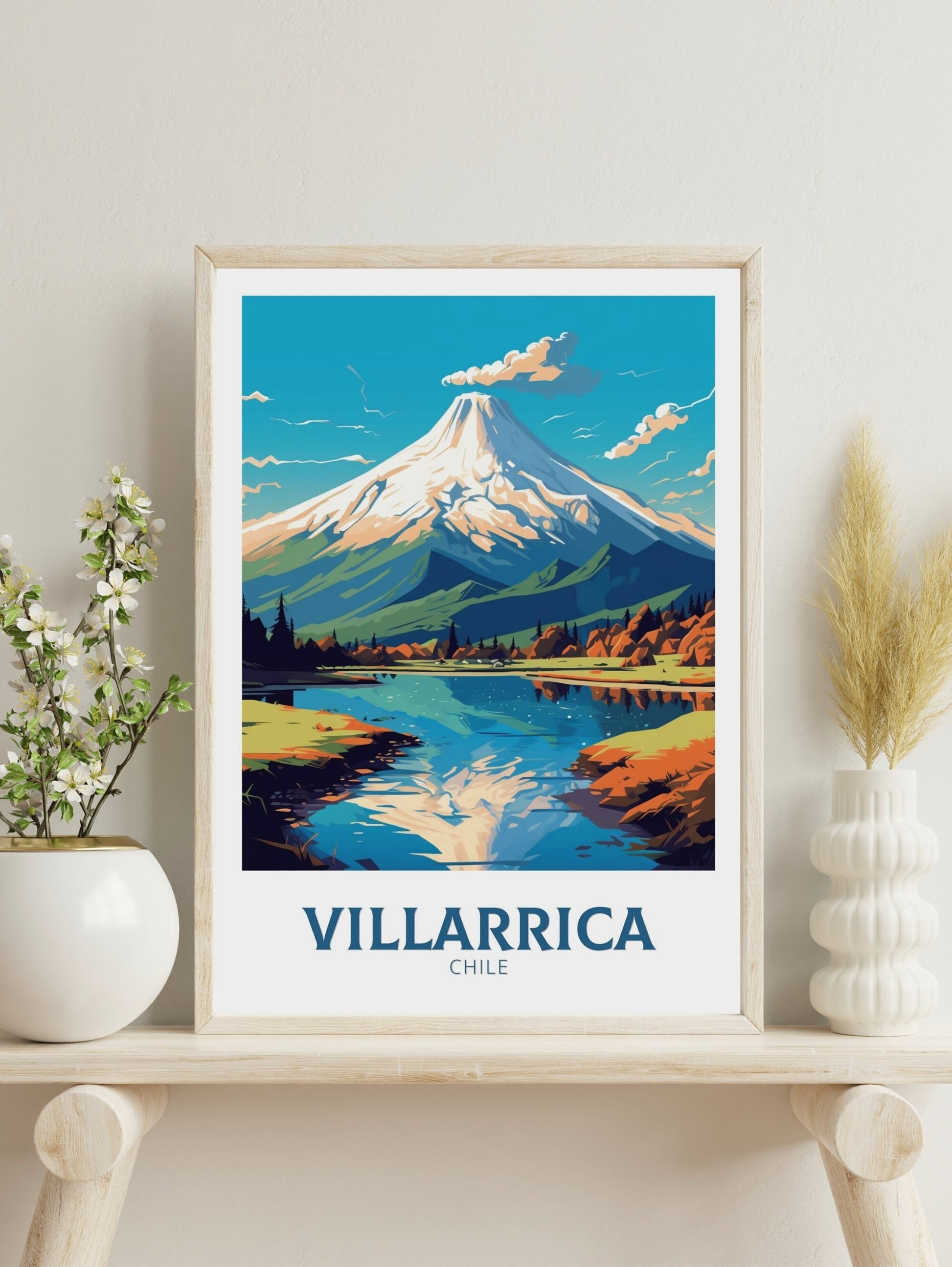 Villarrica Travel Poster | Villarrica Travel Print | Villarrica Design | Villarrica Wall Art | Villarrica Painting | Chile Print | ID 470