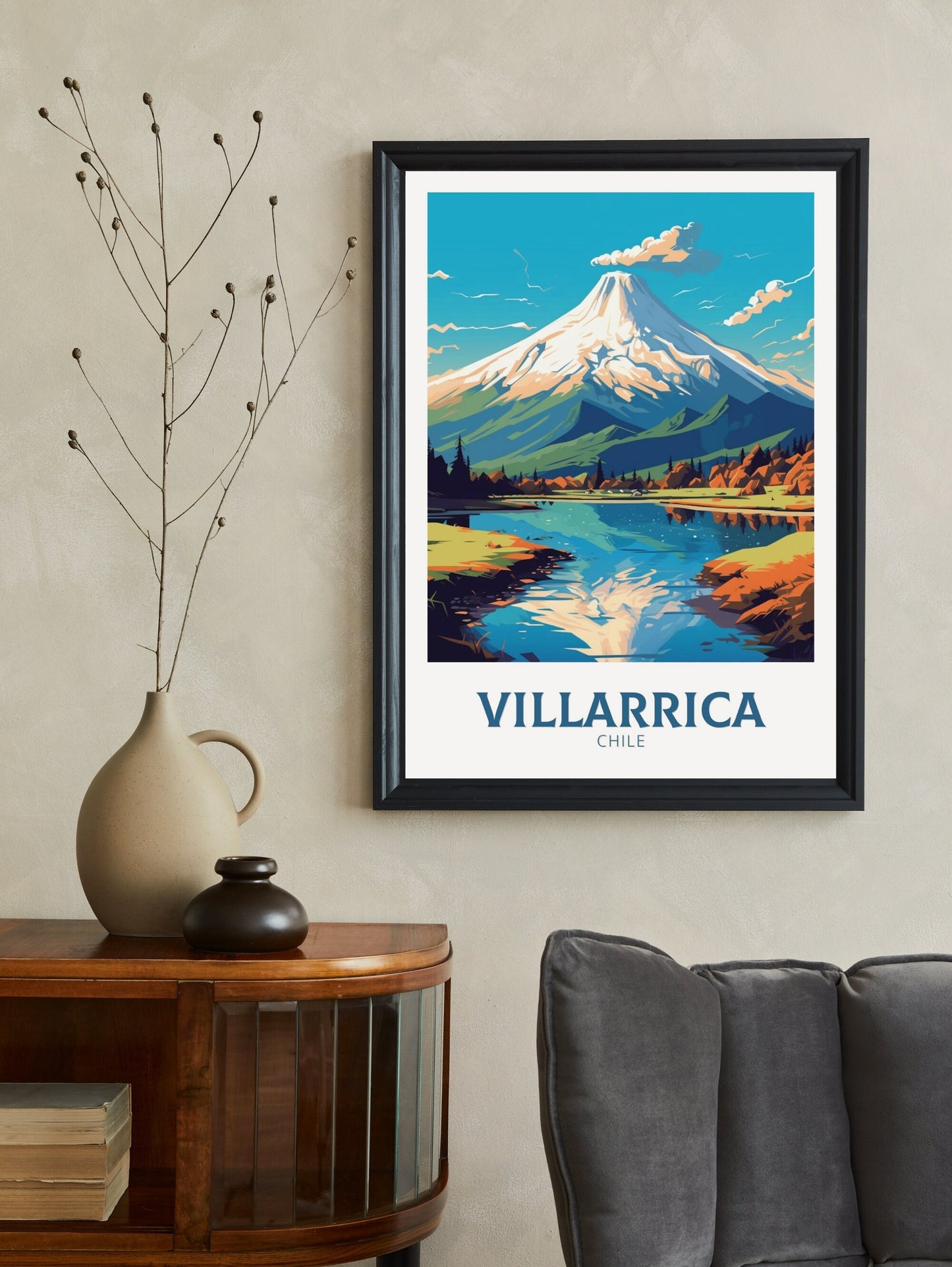 Villarrica Travel Poster | Villarrica Travel Print | Villarrica Design | Villarrica Wall Art | Villarrica Painting | Chile Print | ID 470