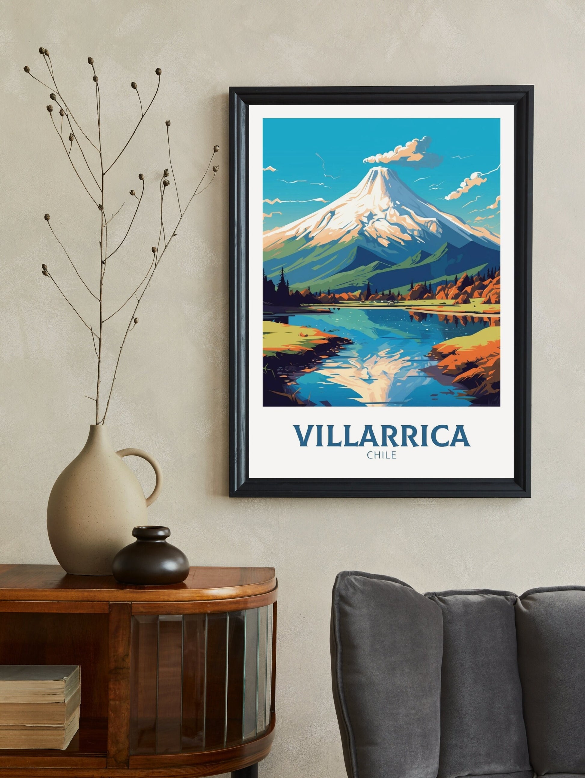 Villarrica Travel Poster | Villarrica Travel Print | Villarrica Design | Villarrica Wall Art | Villarrica Painting | Chile Print | ID 470