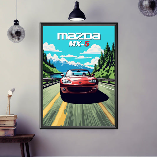 Mazda MX-5 Poster, Mazda MX-5 Print, 1990s Car Print, Car Print, Car Poster, Car Art, Japanese Car Print, Sports Car Print, Two-Seater