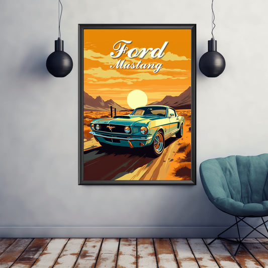 Ford Mustang Print, 1960s Car Print, Ford Mustang Poster, Car Print, Car Poster, Car Art, American Car Print, Muscle Car Print, Classic Car