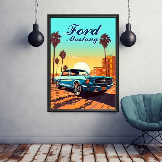 Ford Mustang Poster, Ford Mustang Print, 1960s Car Print, Car Art, American Car Print, Muscle Car Print, Classic Car, Car Print, Car Poster