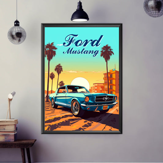 Ford Mustang Poster, Ford Mustang Print, 1960s Car Print, Car Art, American Car Print, Muscle Car Print, Classic Car, Car Print, Car Poster