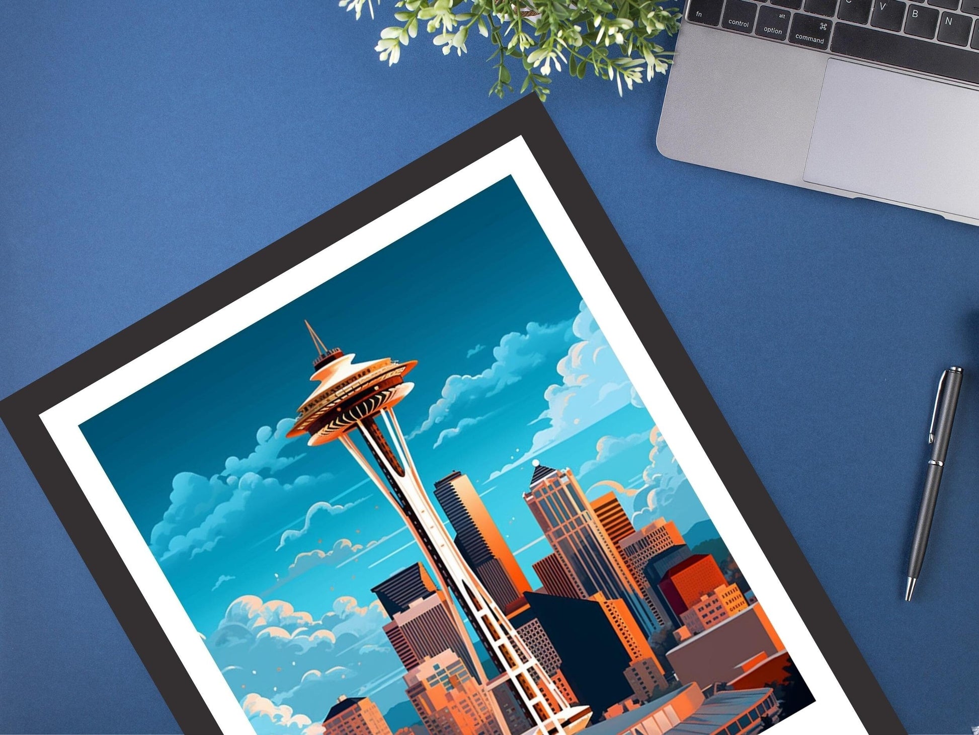 Seattle Print | Seattle Poster | Seattle Illustration | Seattle Painting | Seattle Wall Art | City Landscape | Seattle Travel Print | ID 385