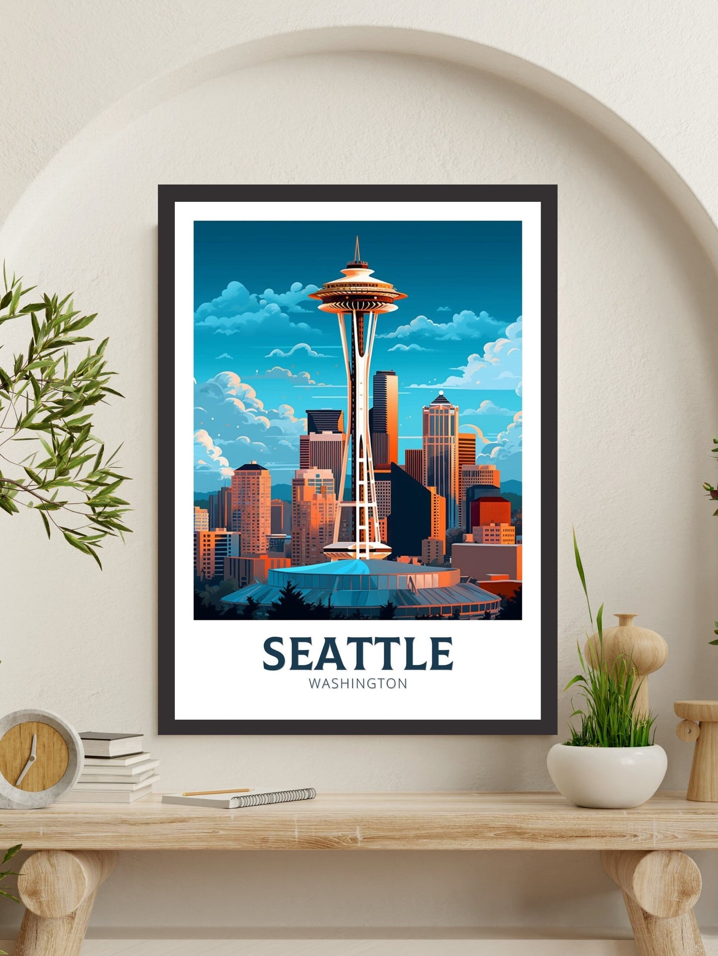 Seattle Print | Seattle Poster | Seattle Illustration | Seattle Painting | Seattle Wall Art | City Landscape | Seattle Travel Print | ID 385