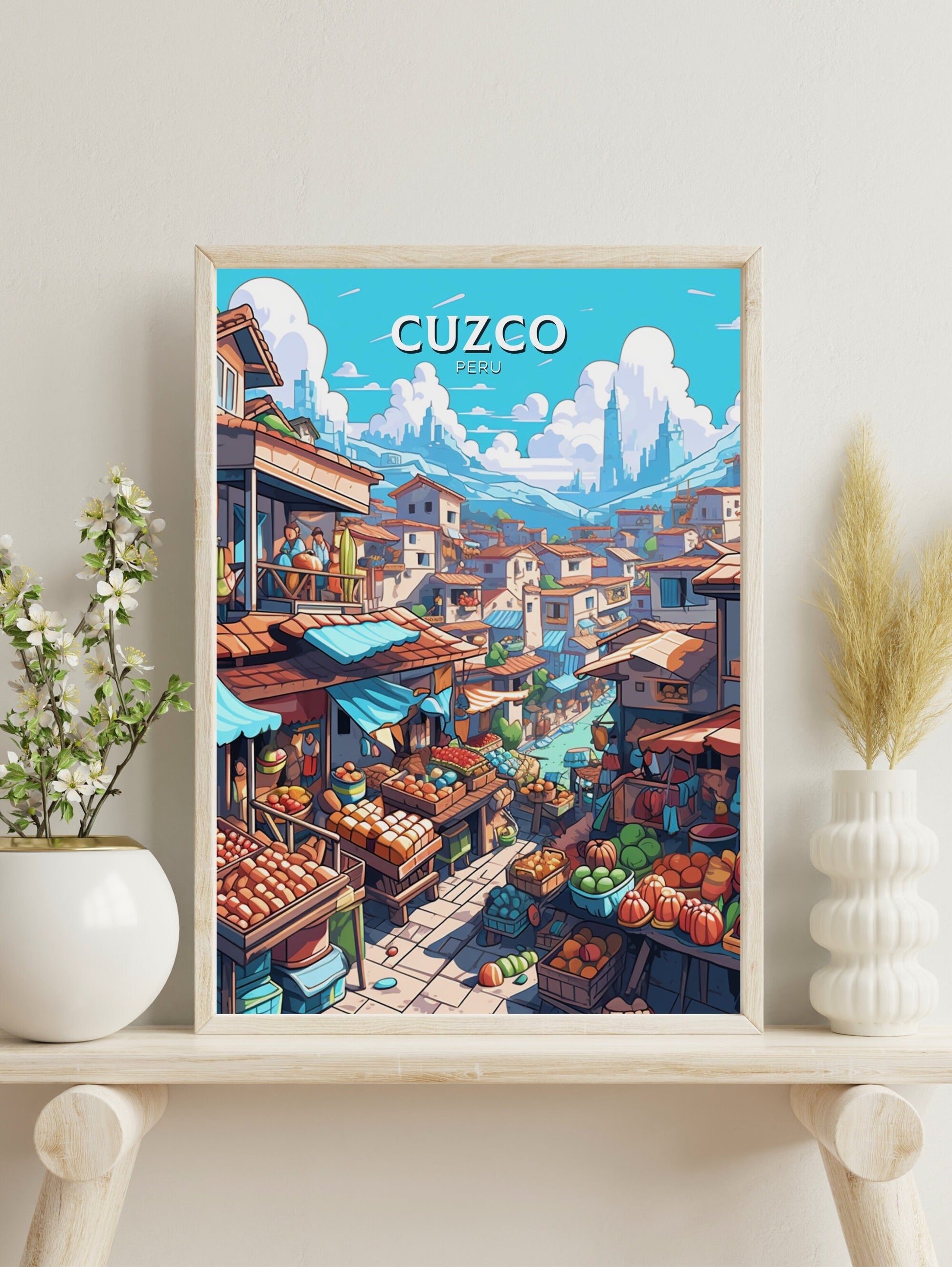 Cuzco Travel Print | Cuzco Travel Poster | Cuzco Design | Cuzco Wall Art | Cuzco Painting | Cuzco Markets | ID 471