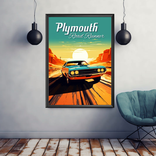 Plymouth Road Runner Print, 1960s, Plymouth Road Runner Poster, Car Art, Muscle Car Print, Classic Car, Car Print, Car Poster, American Car