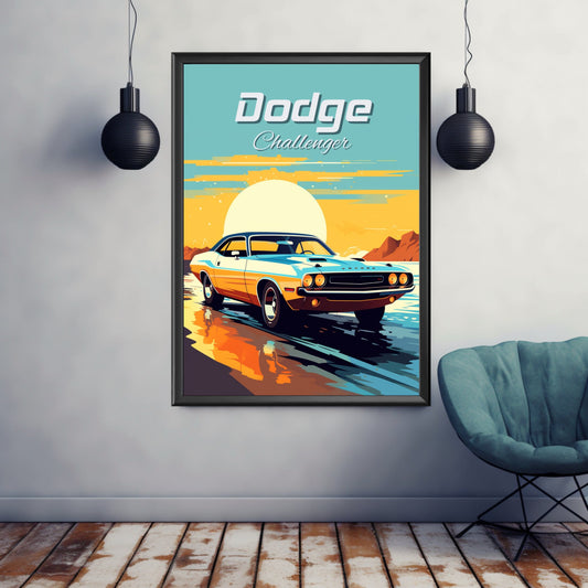 Dodge Challenger Poster, Dodge Challenger Print, 1970s Car Print, Car Art, Muscle Car Print, Classic Car, Car Print, Car Poster