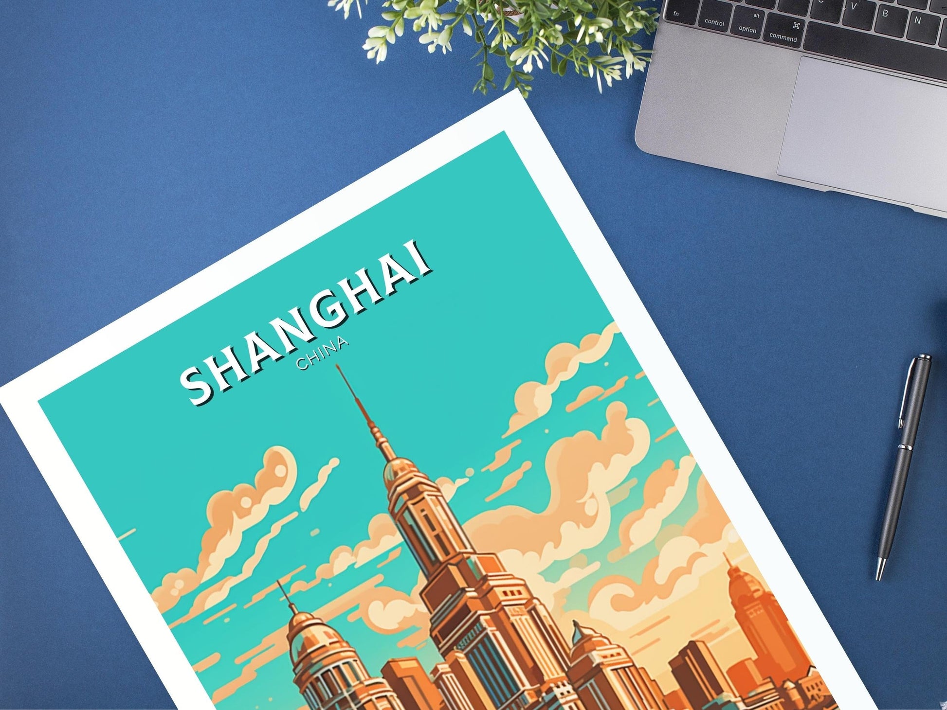 Shanghai Poster | Shanghai Travel Print | Shanghai Illustration | The Bund Print | Shanghai Floating Market Poster | Shanghai Art | ID 477