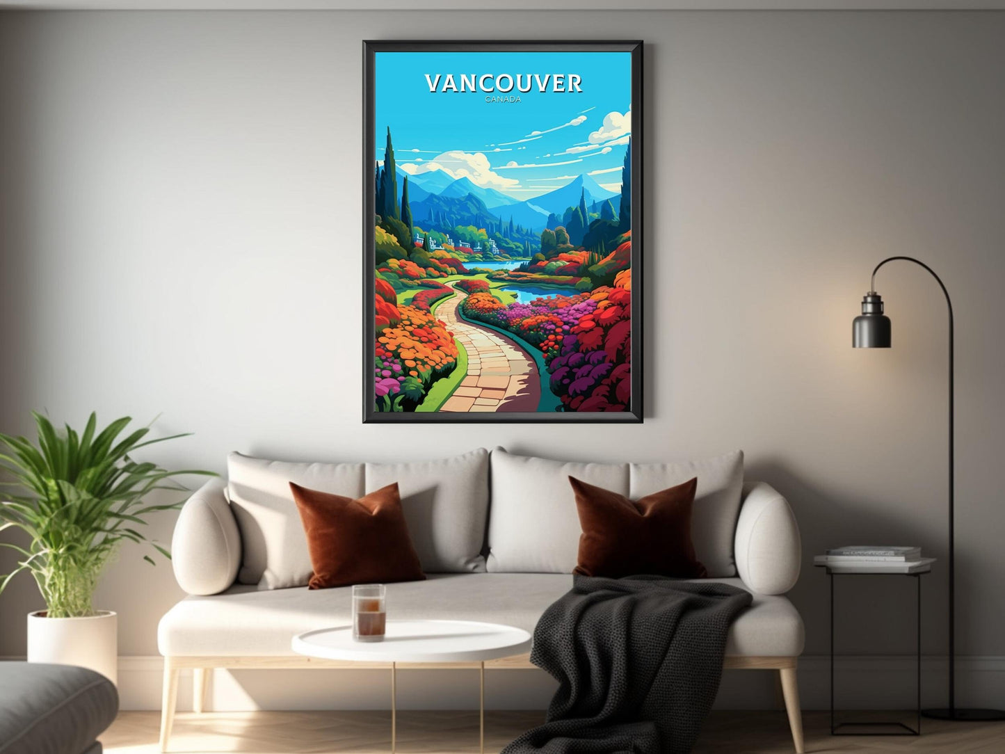 Vancouver Travel Print | Vancouver Poster | Illustration | Vancouver Art | Butchart Gardens Poster | City Landscape | Canada Print | ID 479