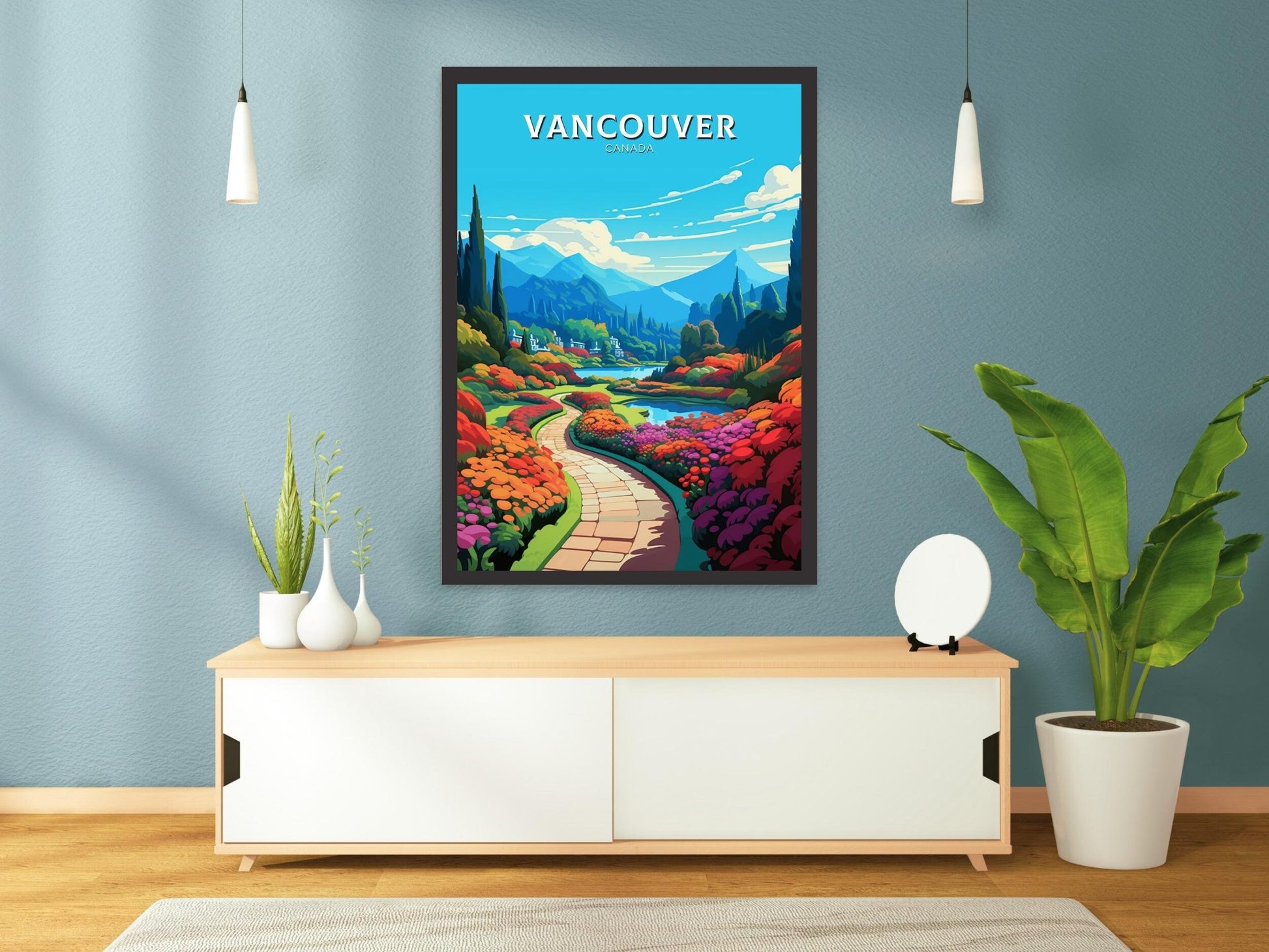 Vancouver Travel Print | Vancouver Poster | Illustration | Vancouver Art | Butchart Gardens Poster | City Landscape | Canada Print | ID 479