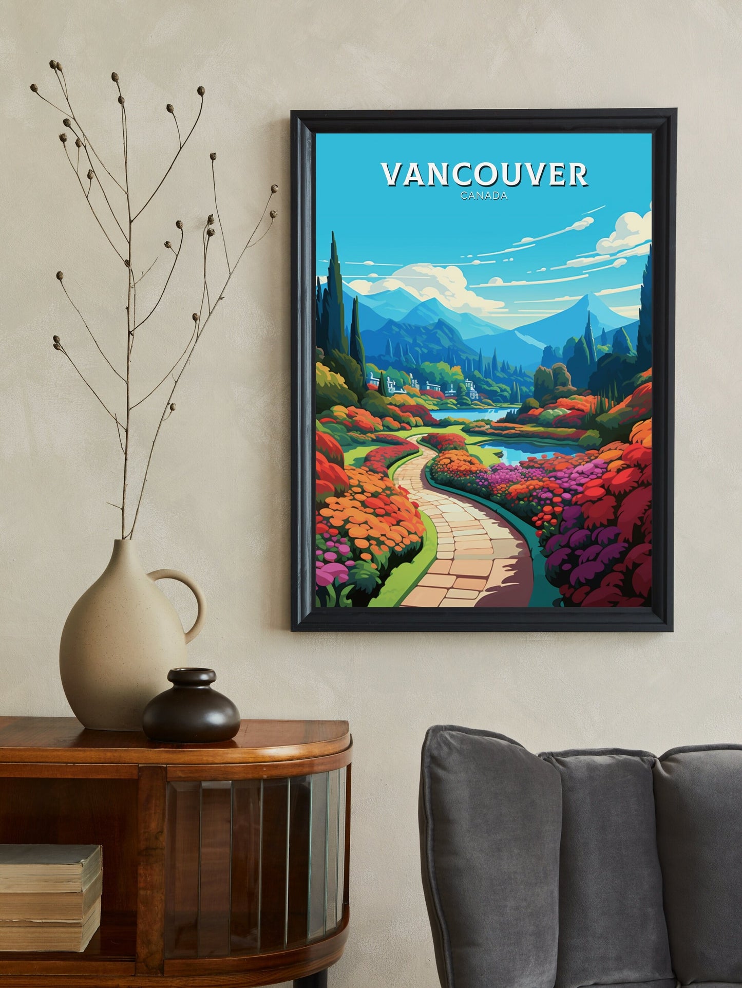 Vancouver Travel Print | Vancouver Poster | Illustration | Vancouver Art | Butchart Gardens Poster | City Landscape | Canada Print | ID 479