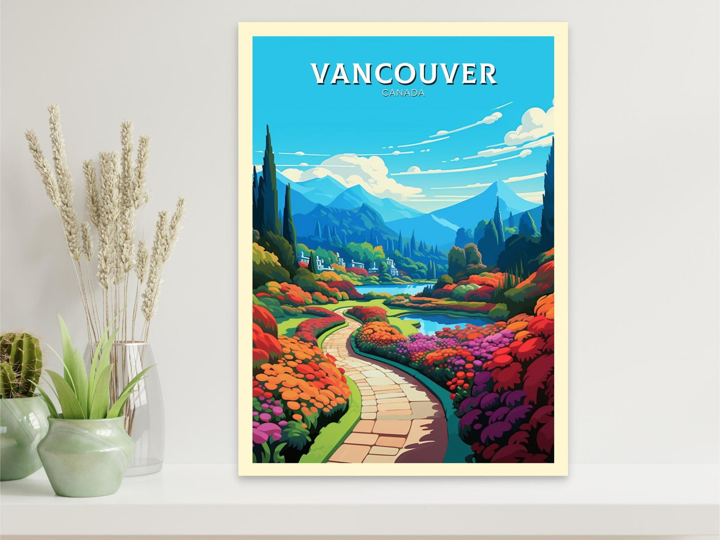 Vancouver Travel Print | Vancouver Poster | Illustration | Vancouver Art | Butchart Gardens Poster | City Landscape | Canada Print | ID 479