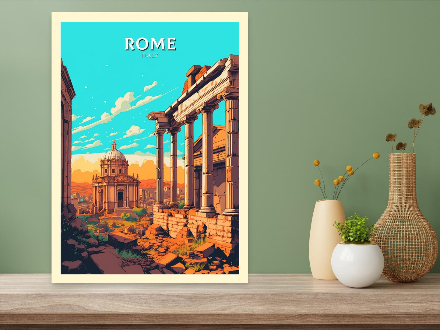 Rome Poster | Rome Print | Roman Forum Poster | Italy Print | Rome Travel Print | Rome Italy Home Decor | Italy Artwork Decoration | ID 481