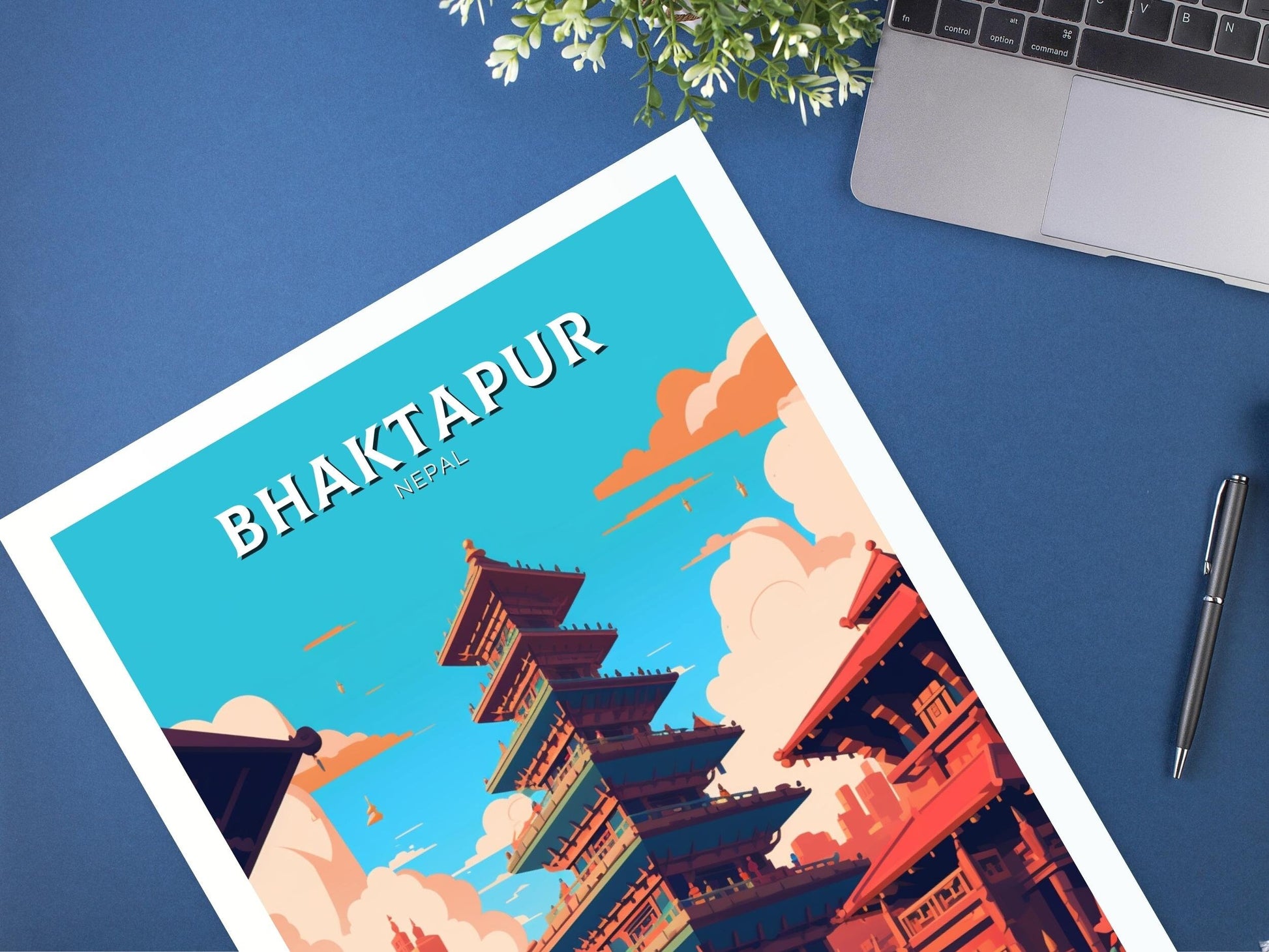 Bhaktapur Travel Print | Bhaktapur Poster | Bhaktapur Illustration | Durbar Square | Bhaktapur Nepal Poster | Bhaktapur Art | ID 482