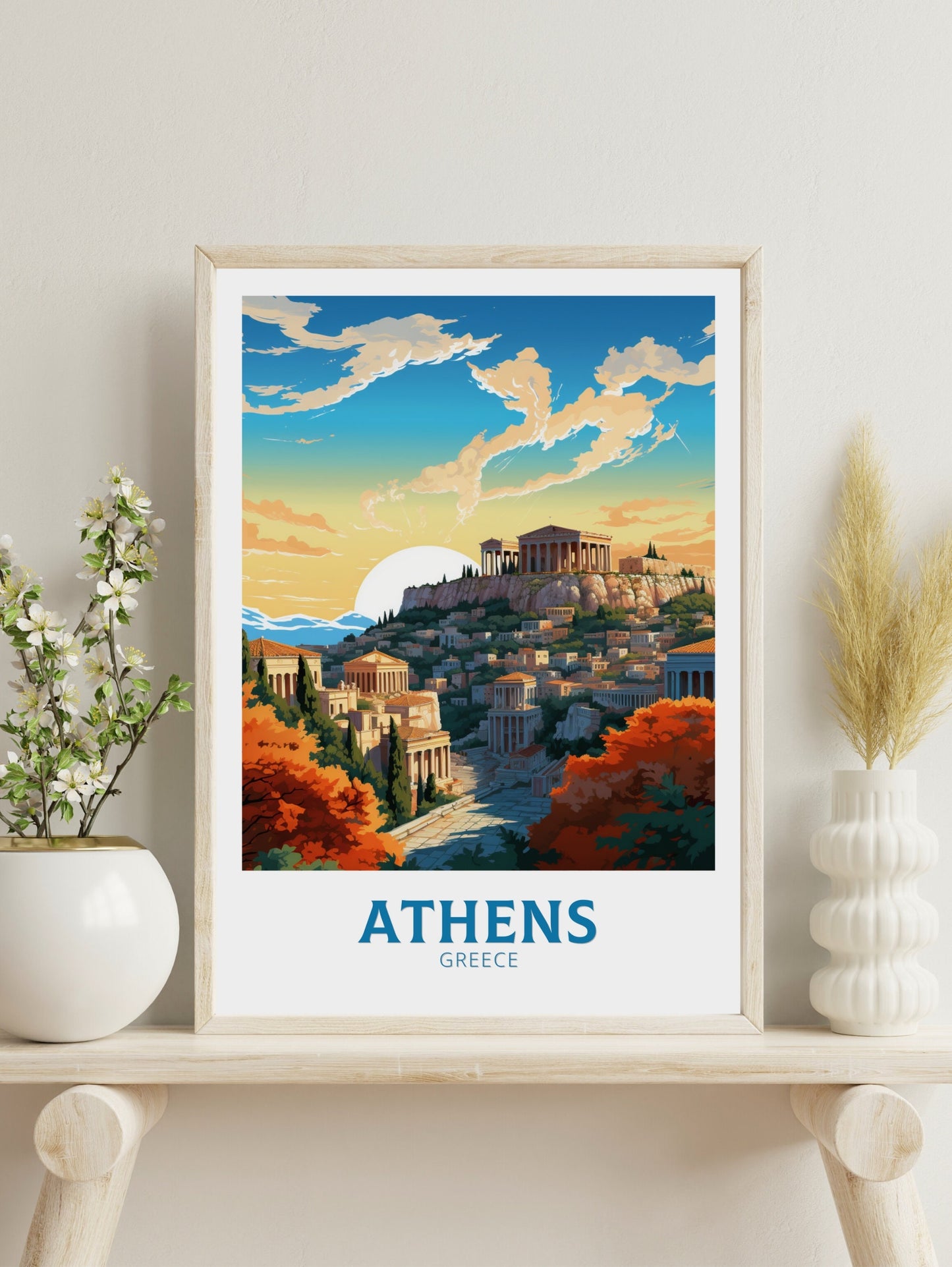 Athens Travel Print | Athens Poster | Athens Illustration | Acropolis | Greece Print | Greece Home Decor | Parthenon Poster | ID 486