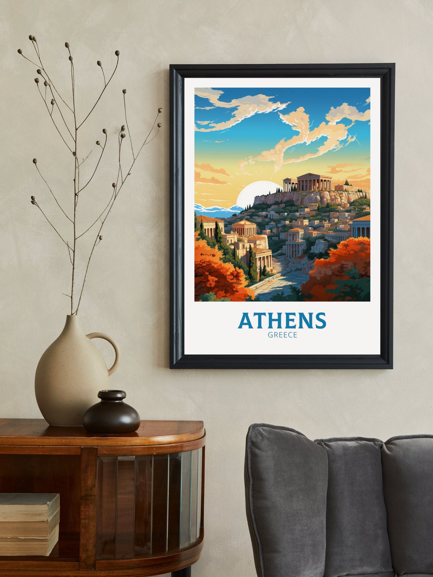 Athens Travel Print | Athens Poster | Athens Illustration | Acropolis | Greece Print | Greece Home Decor | Parthenon Poster | ID 486