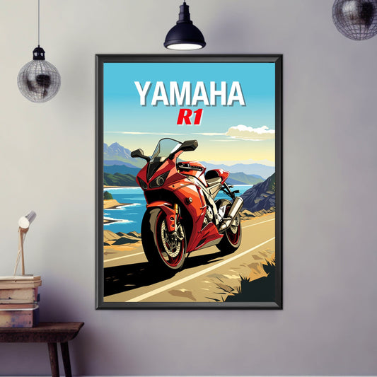 Yamaha R1 Print, Yamaha R1 Poster, Motorcycle Print, Motorbike Print, Bike Art, Bike Poster, Superbike Print, Classic Bike, Sport Bike
