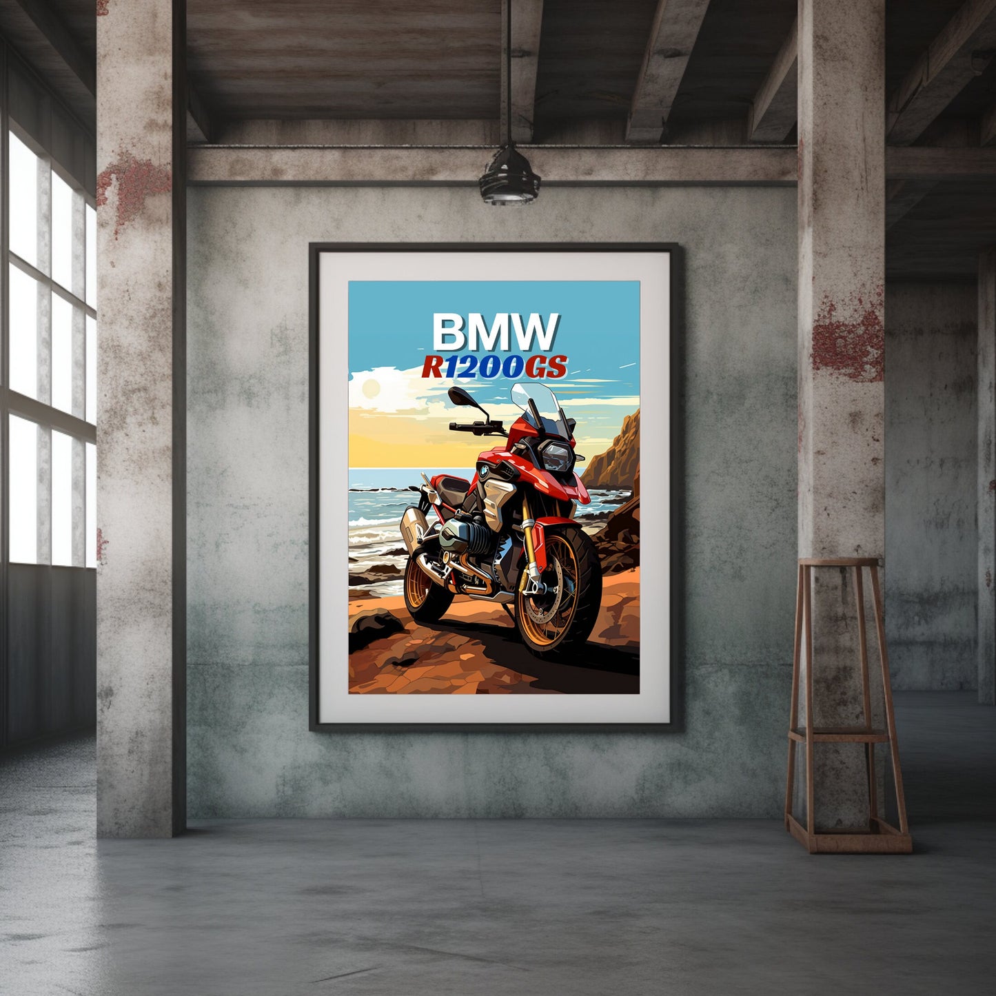 BMW R1200GS Poster, Motorcycle Print