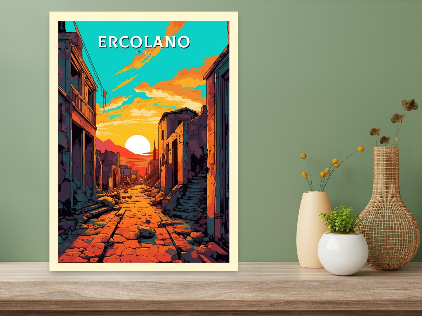 Ercolano Travel Poster | Ercolano Travel Print | Ercolano Illustration | Ercolano Wall Art | Italy Poster | Ercolano Italy Décor | ID 487